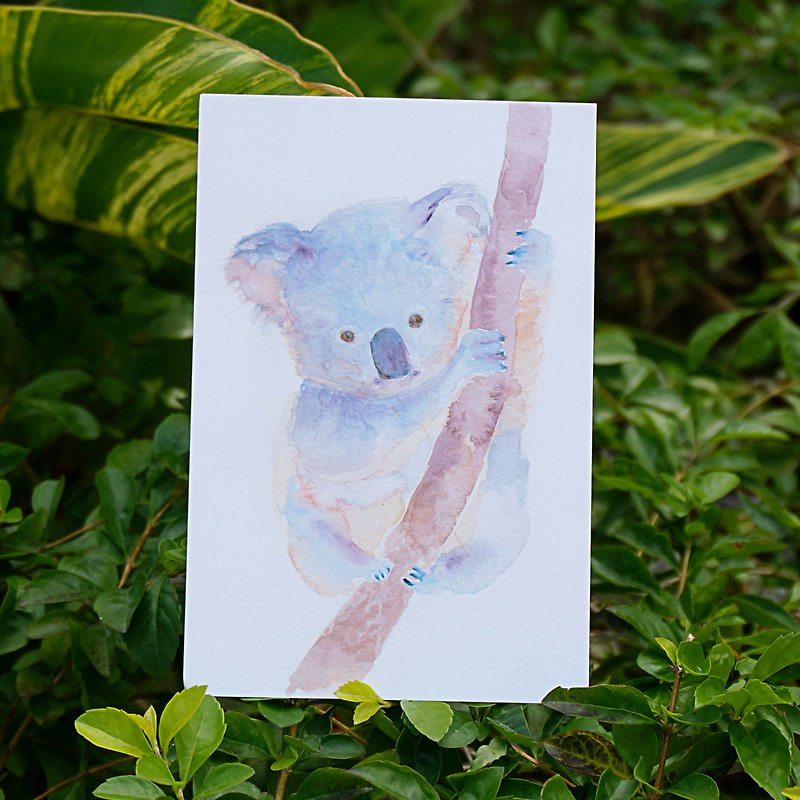 明信片 卡片 水彩畫作 樹熊 可愛 動物 - 心意卡/卡片 - 紙 藍色
