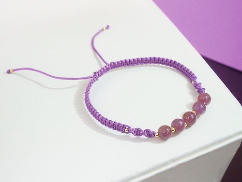 edithjaz Edith & Jaz • 手織系列 - 紅寶石編織手環 (紫色繩)