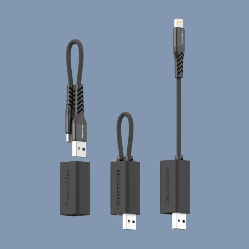 thecoopidea 蘋果MFI認證 Lightning to USB-A便攜版快速充電傳輸線10cm -黑色