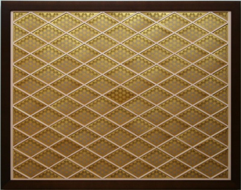 Kumiko Art Panel Asanoha komon Gold - ตกแต่งผนัง - ไม้ สีทอง
