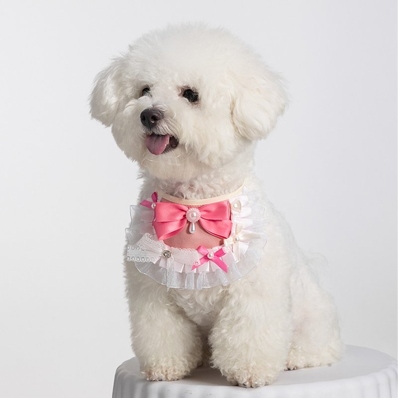 Pet scarf collar princess style cute bow tie dog cat accessories collar bib - ชุดสัตว์เลี้ยง - เส้นใยสังเคราะห์ 