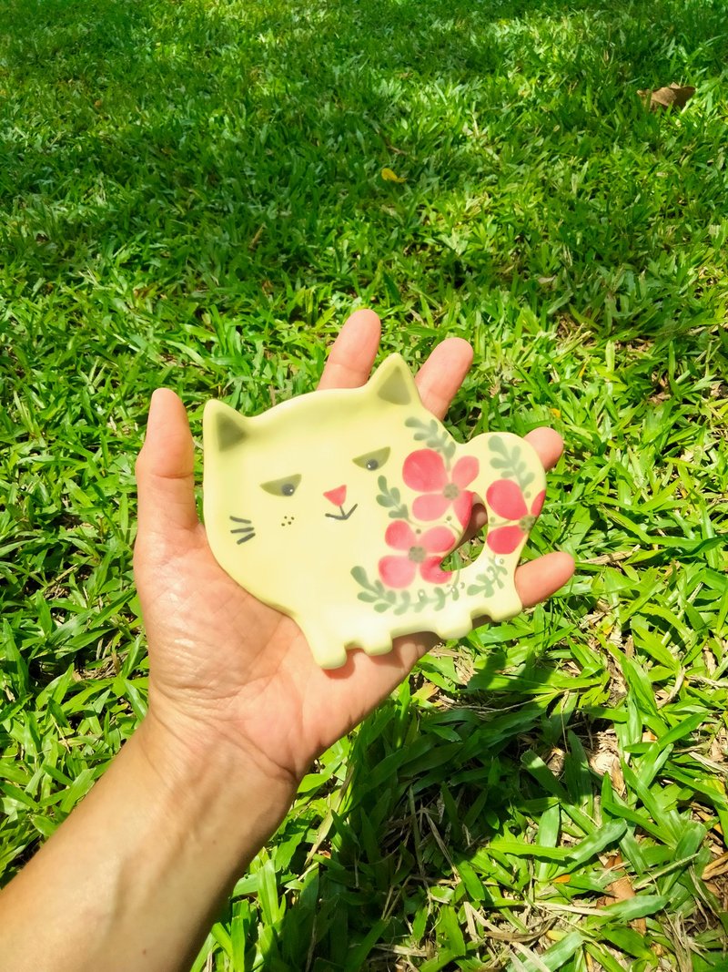 暖陽花貓手作飾品盤 - 擺飾/家飾品 - 陶 