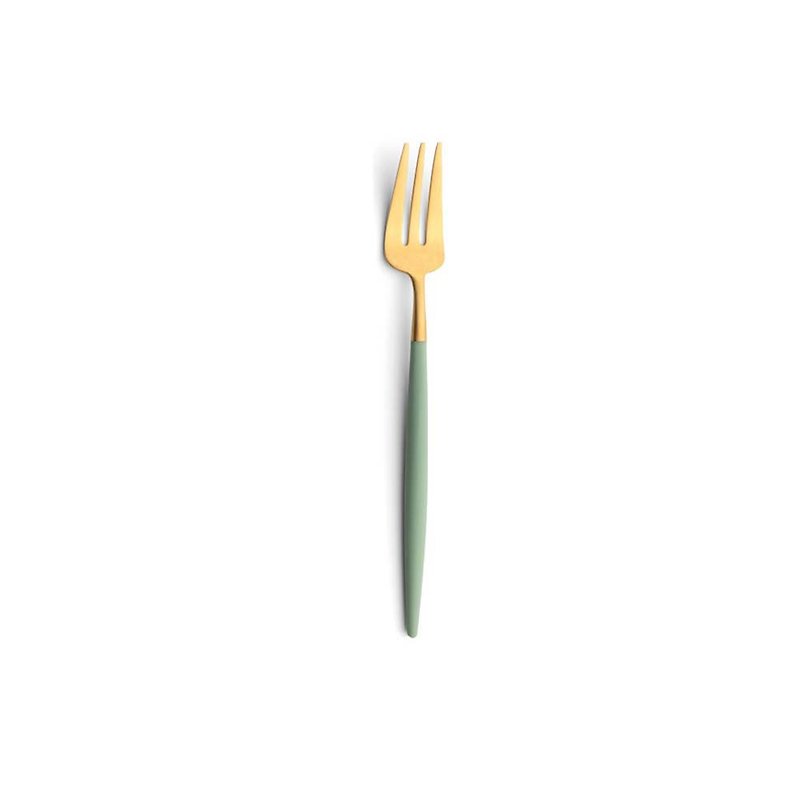 GOA CELADON MATTE GOLD PASTRY FORK - Cutlery & Flatware - Stainless Steel Green