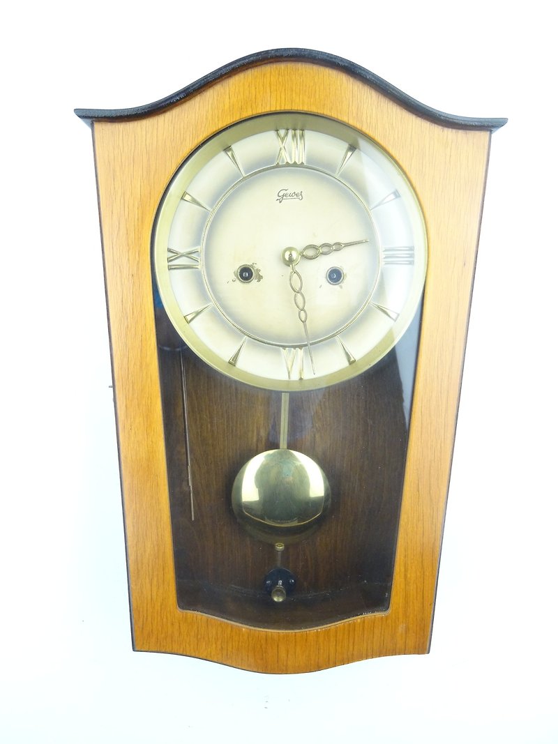 Junghans GEWES German Vintage Antique Design Mid Century 8 day Retro Wall Clock - 時鐘/鬧鐘 - 木頭 咖啡色