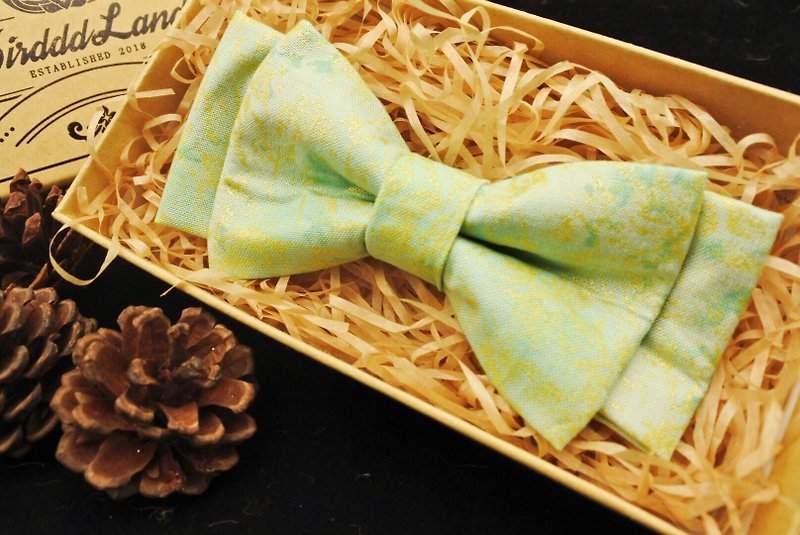Original handmade bow tie turquoise US imported bronzing fabric Swing Dance Christmas gift - Bow Ties & Ascots - Cotton & Hemp Green