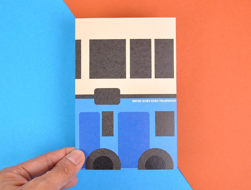 港式懷舊交通工具系列明信片 - 中華巴士 China Bus - 心意卡/卡片 - 紙 藍色