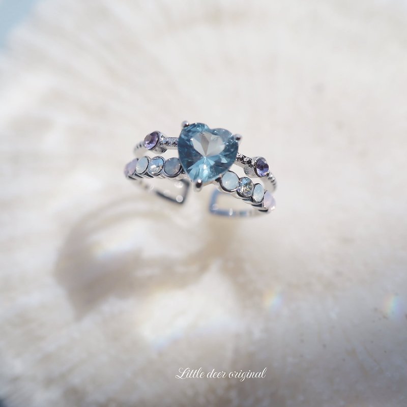 Aqua color spinel ring 尖晶石戒指 - 戒指 - 銅/黃銅 透明