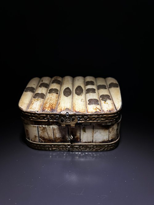 山奇藝術 純手工氂牛骨珠寶收納盒287克 首飾珠寶盒 藏傳 首飾盒 西藏氂牛