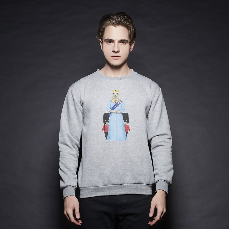 British Fashion Brand -Baker Street- Queen of Alpaca Printed Sweater - Men's T-Shirts & Tops - Cotton & Hemp Gray