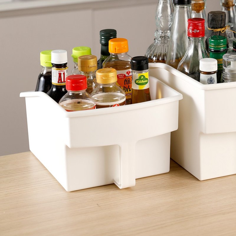 日本霜山 印風高位層架用提把式收納籃(小款)-3入 - 居家收納/收納盒/儲物盒 - 塑膠 白色