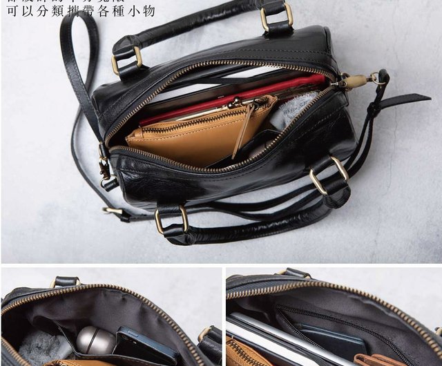 Genuine Leather Mini Boston Bag Women's Shoulder Bag 2-Way Bag