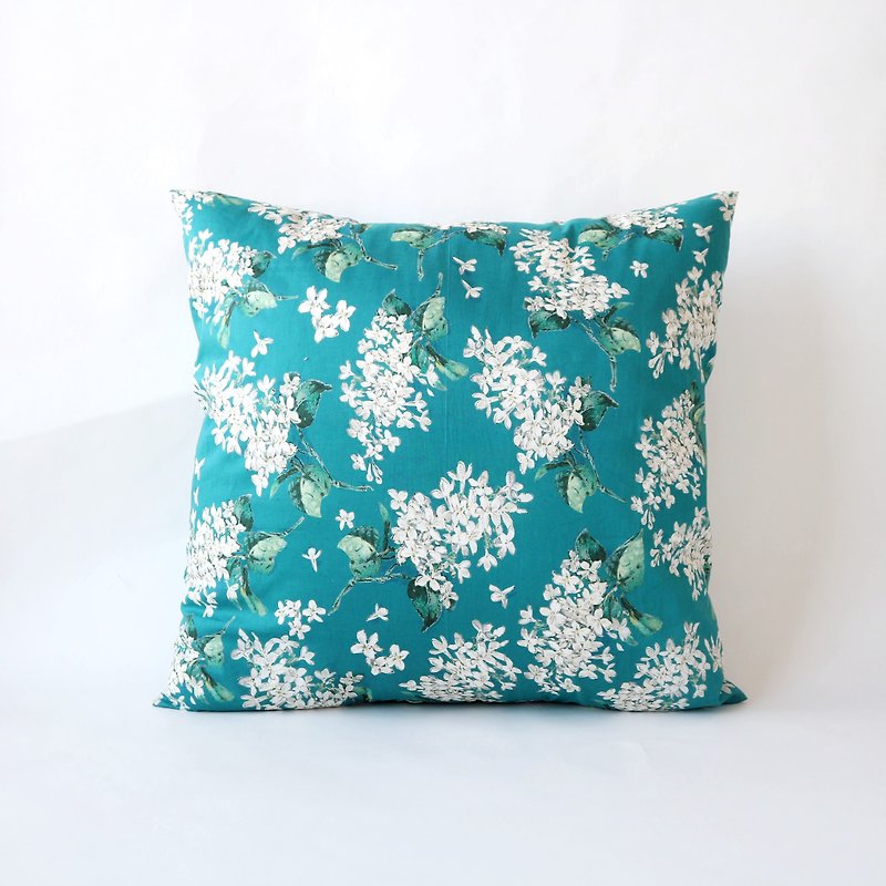 [Cover Only] Cushion Cover Lilac Turquoise Blue Mother's Day Respect for the Aged Day Birthday Reward - Pillows & Cushions - Cotton & Hemp Blue