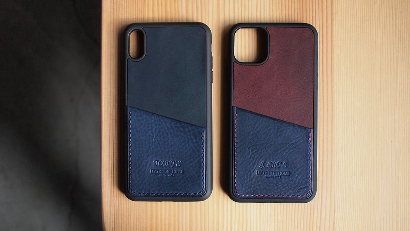 Customized iPhone leather phone case (with card version) - Phone Cases - Genuine Leather Multicolor