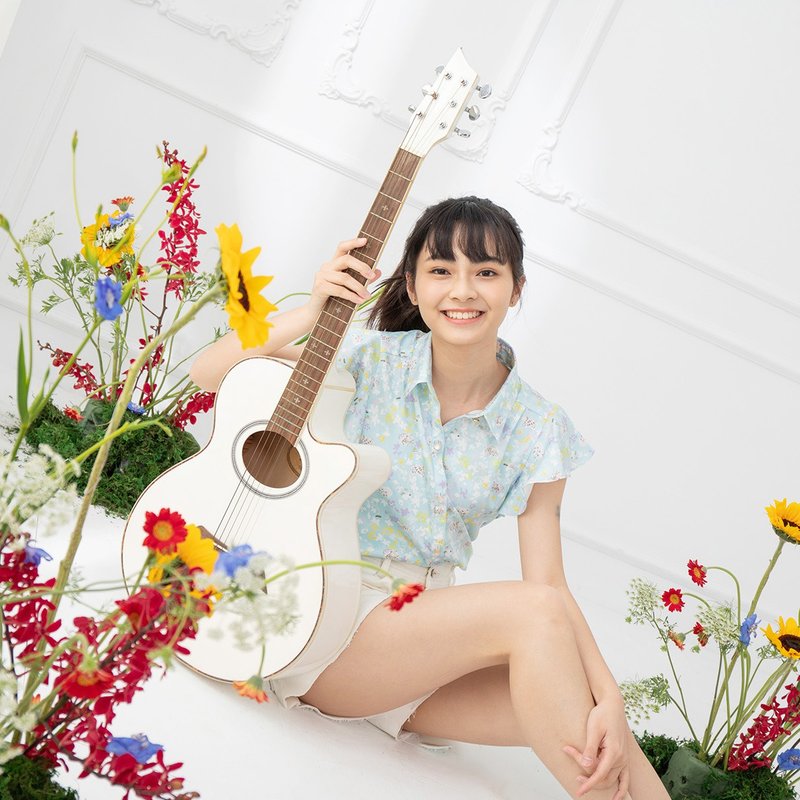 【LADY】夏天少女 荷葉袖上衣 休閒襯衫 北海道合谷色 - 女襯衫 - 棉．麻 藍色
