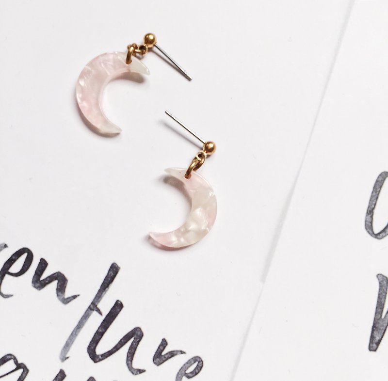 Clear La Don - Stone Moon - Pink Ear/Ear clips - Earrings & Clip-ons - Resin Pink