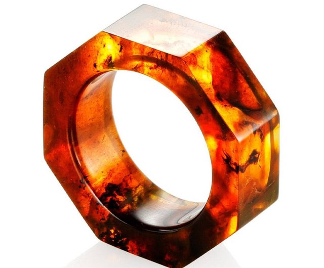 Handmade Stylish ring made of natural Baltic molded amber of beautiful cognac color Plasma| Baltic 2024 Amber Jewelry |Handmade Jewelry Gift