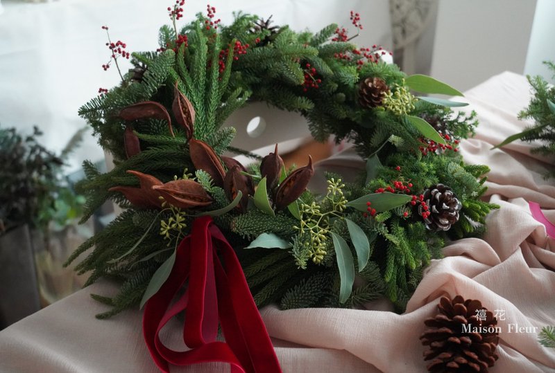 諾貝松手綁花圈 - 盆栽/植栽 - 植物．花 綠色