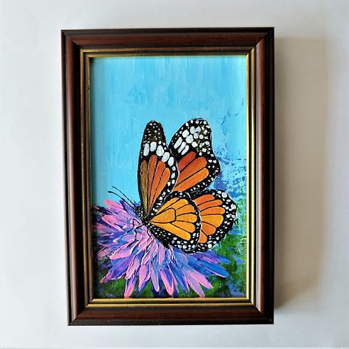 Artpainting Monarch Butterfly Painting - Acrylic Small Insect Art Wall Decoration