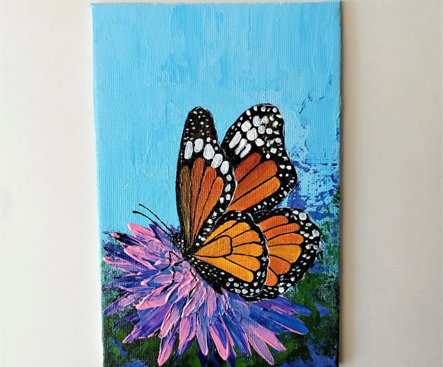 Monarch Butterfly Painting: Acrylic Insect Art Small - Shop