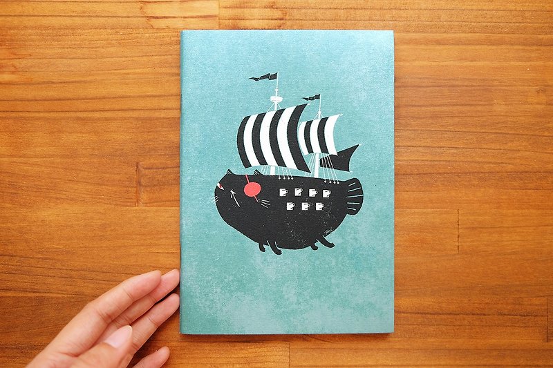魚喵海盜船-64頁空白筆記 - 筆記本/手帳 - 紙 藍色