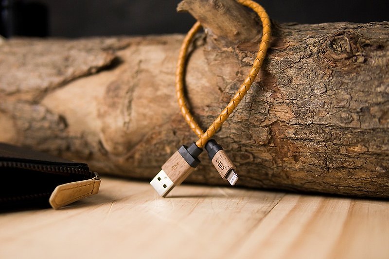 【Best Gifts】 alto Braided Lightning Leather Braided Cable - Caramel Brown / Walnut [Unable to Enchantment] Apple MFI Certified iPhone iPad Charging Line Transmission Line - ที่ชาร์จ - หนังแท้ สีส้ม
