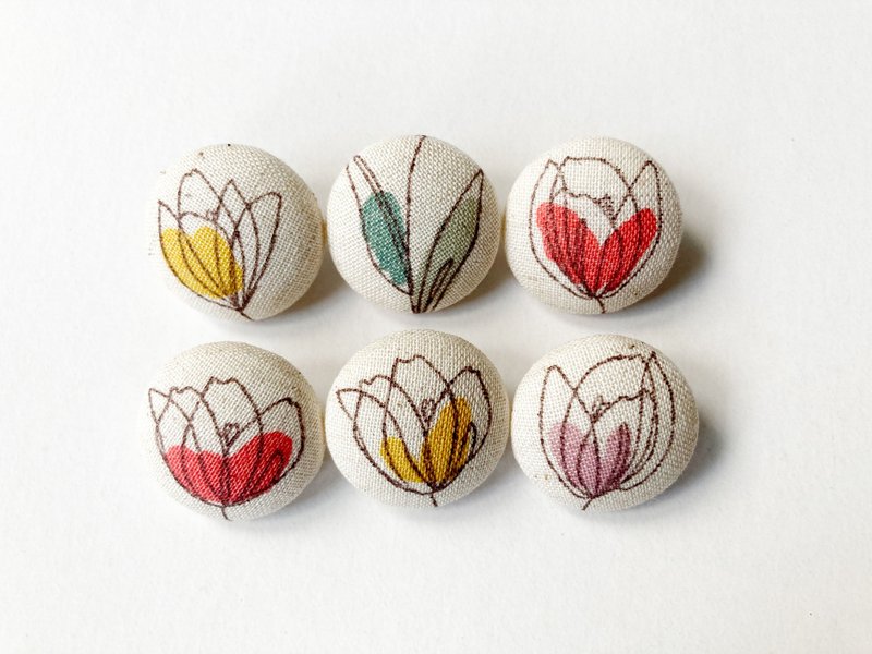 Cloth buttons, knitted sewing handmade materials, hand-painted tulip DIY materials - Knitting, Embroidery, Felted Wool & Sewing - Cotton & Hemp Khaki