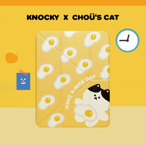 Knocky 原創 插畫家聯名【早安 喵之晨】多折式iPad殼