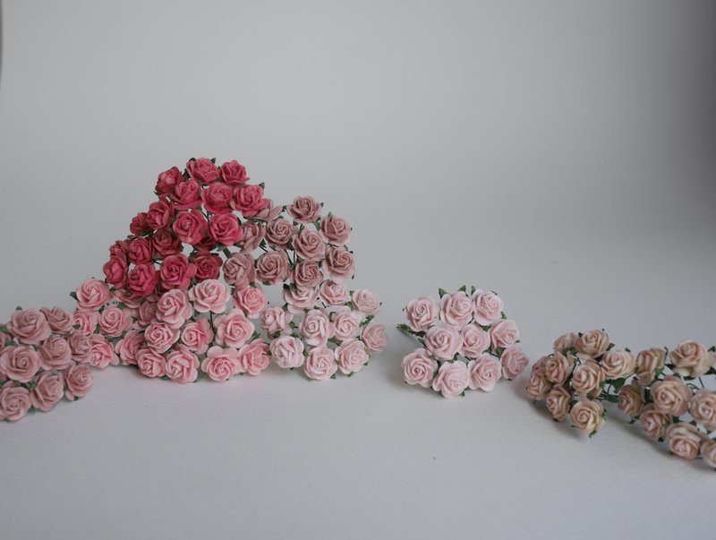 paper flower centerpiece supplies, 100 pcs. small rose size 1.5 cm., mixed color - Wood, Bamboo & Paper - Paper Pink