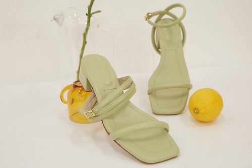 Plush Studios 一款多穿的可換帶概念涼鞋 【週末出遊】圓邊可換帶平底涼鞋套裝Kara Sandals - 抹茶綠