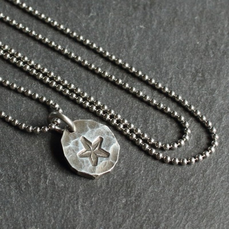 Tin × silver necklace [Stamped Tin Necklace #Star] Metal Silver Japan - Necklaces - Silver Silver