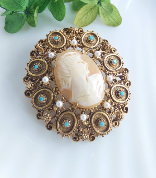 西洋アンティークジュエリー】FLORENZA CAMEO レディース 型押し