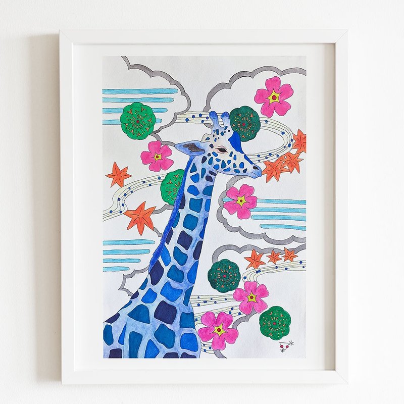 原画 -青いキリンの夢- - 海報/掛畫/掛布 - 紙 藍色