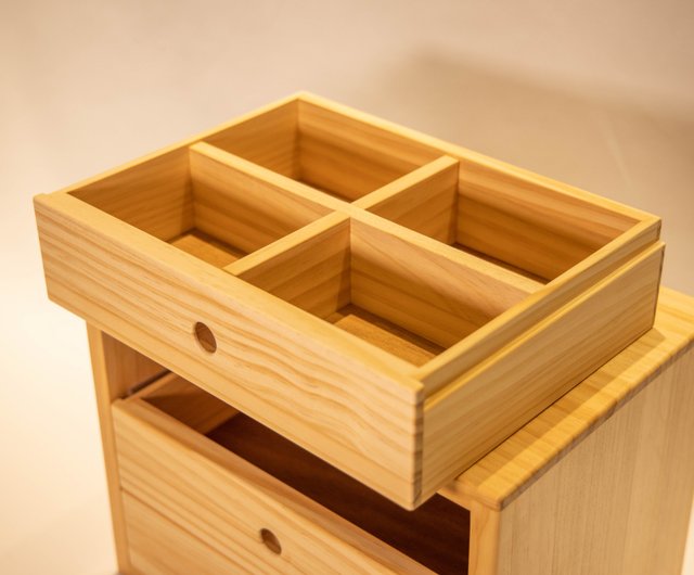 Just Wood 非木不可】卓上型無垢材三段引き出し収納ボックス