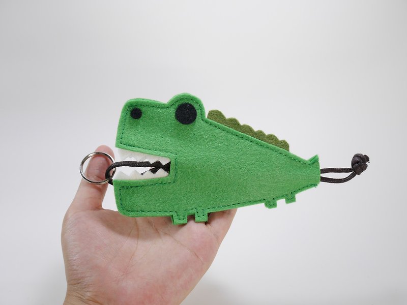 Cute animal key case-crocodile (grassland and matcha in two colors) - Keychains - Polyester Green