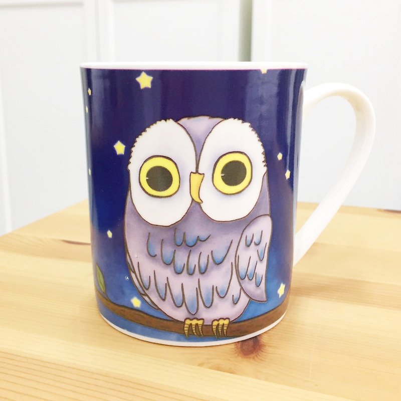 Buy 2 Get 1 Free Bone China Mug-Owl - Mugs - Porcelain Blue