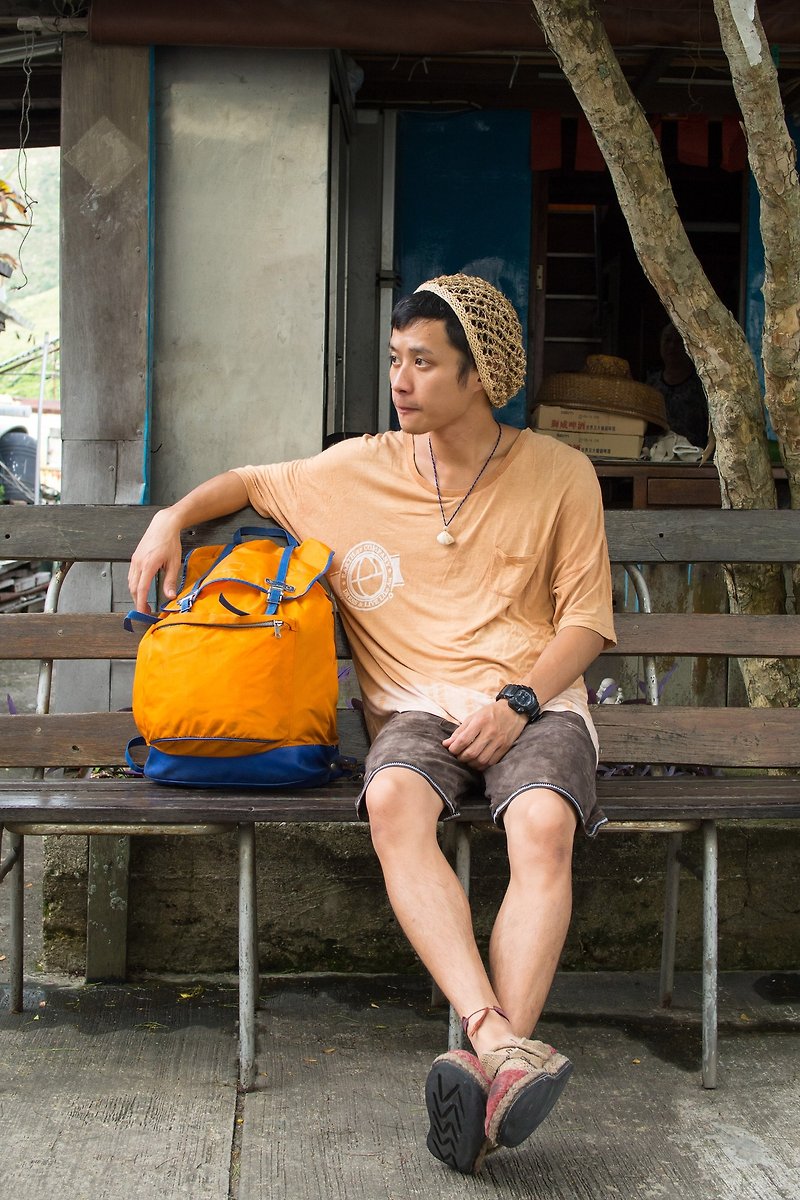 EARTH.er : Natural Dyed Cotton Hemp "FREEFLOW" Tshirt - เสื้อฮู้ด - ผ้าฝ้าย/ผ้าลินิน สีส้ม