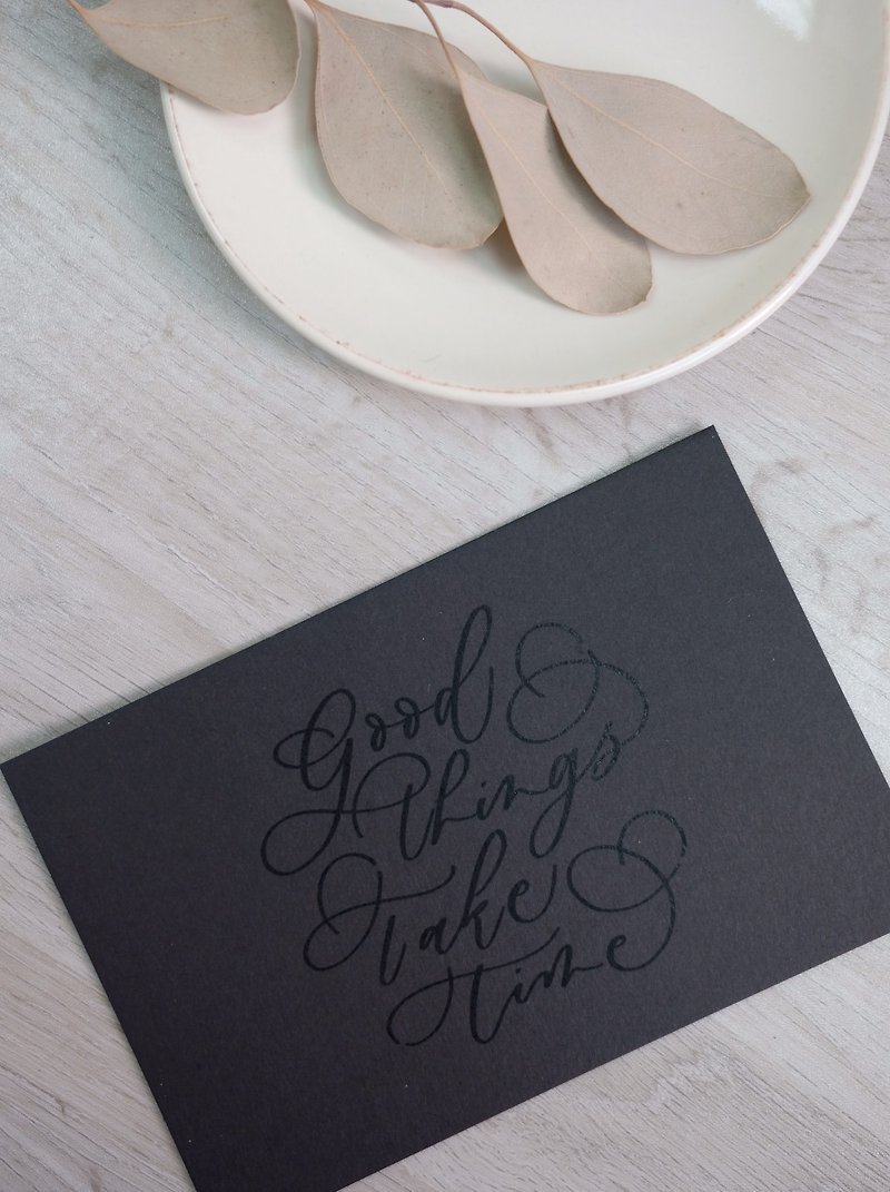 cottontail // Good things take time // calligraphy postcard - Cards & Postcards - Paper Black