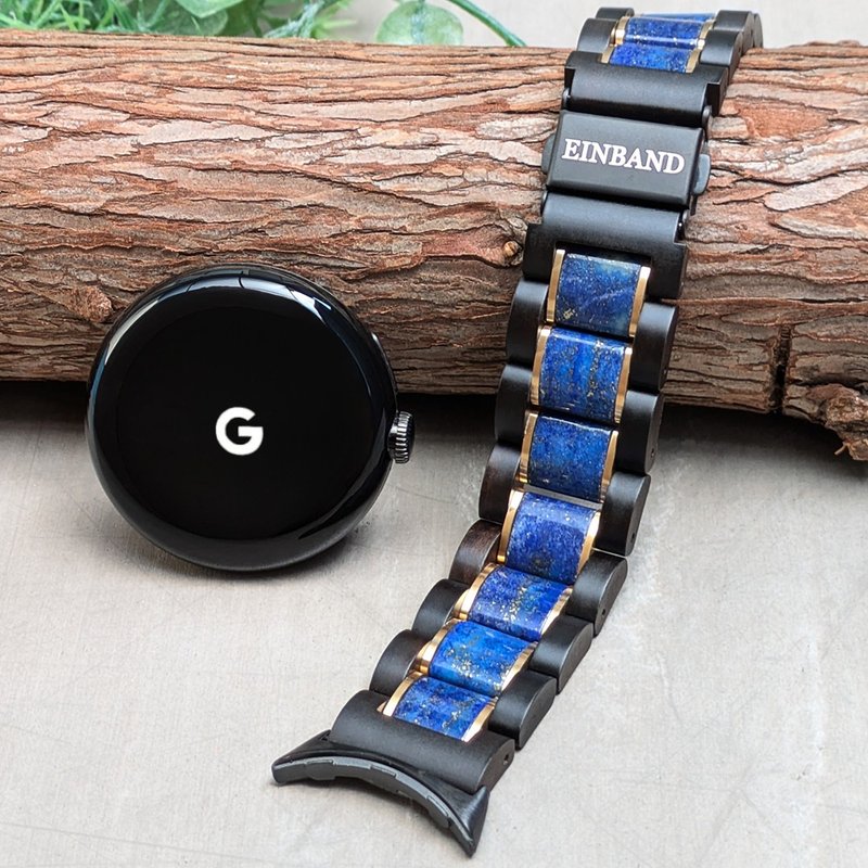 [Wooden Band] Google Pixel Watch Natural Wood Band Lapis Lazuli x Sandalwood - Women's Watches - Wood Black