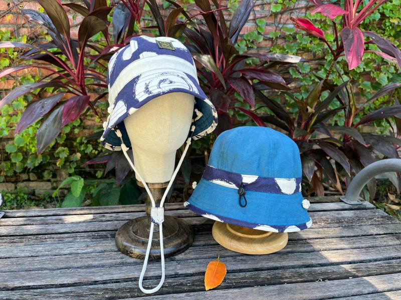 RuruRoad\Small Adventure Hat/Blue/Couple Hat - หมวก - ผ้าฝ้าย/ผ้าลินิน สีน้ำเงิน