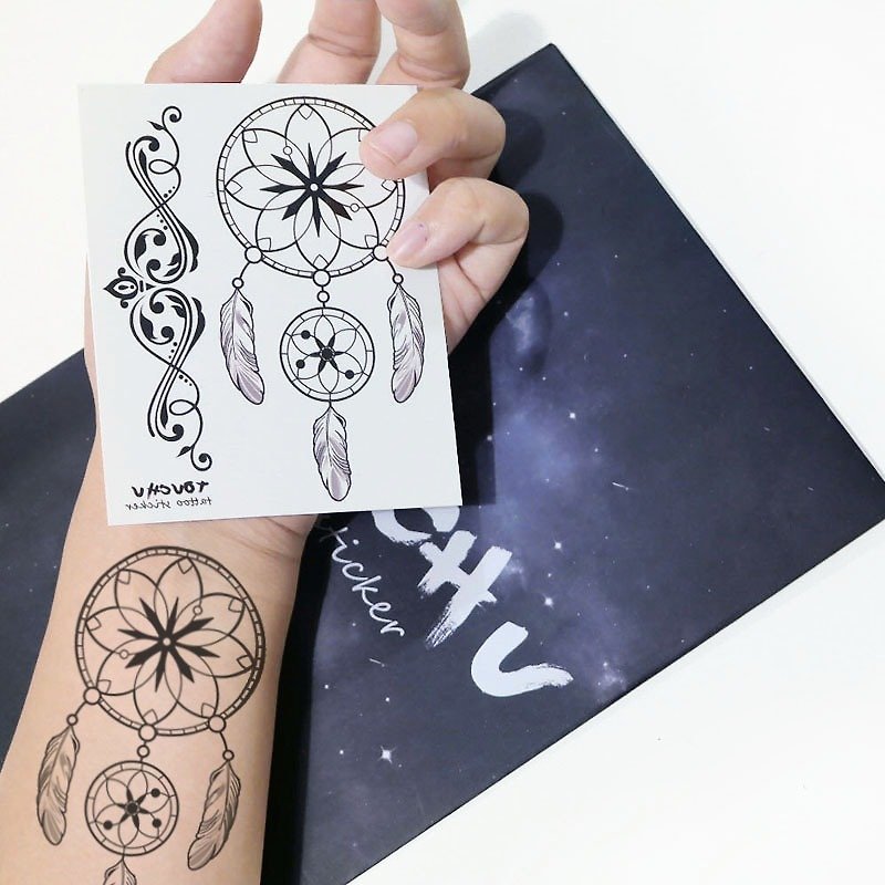 TU tattoo sticker - DREAMCATCHER / tattoos / waterproof tattoo / Original / - สติ๊กเกอร์แทททู - กระดาษ สีดำ