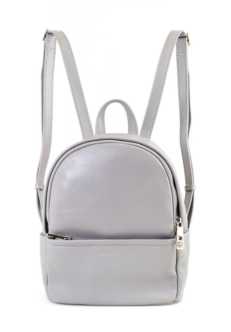 J Collection: Lambskin Backpack_Light Grey - Backpacks - Genuine Leather Gray