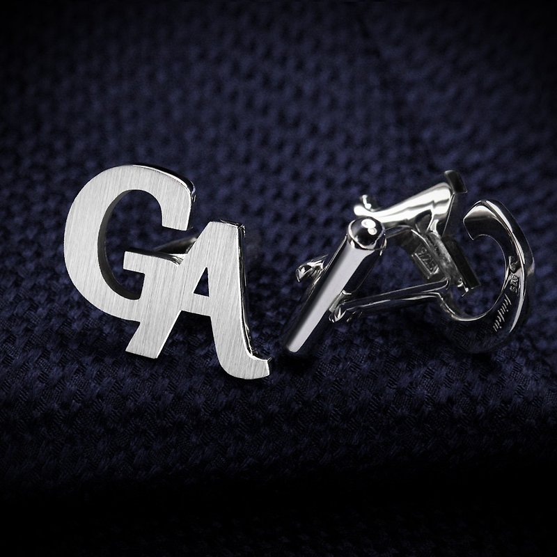 Personalised Cufflinks initials - Custom Monogram cufflinks with any letters - 袖扣 - 其他金屬 銀色