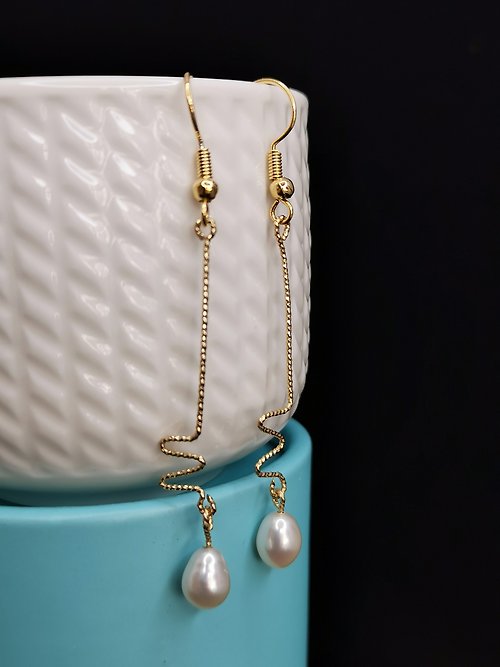 Athena珍珠設計 心動天然淡水珍珠流蘇耳環手作