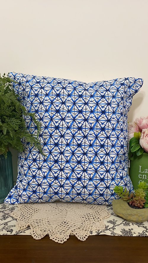 hazelnut 北歐風格簡约藍色幾何圖案抱枕靠枕靠墊枕套
