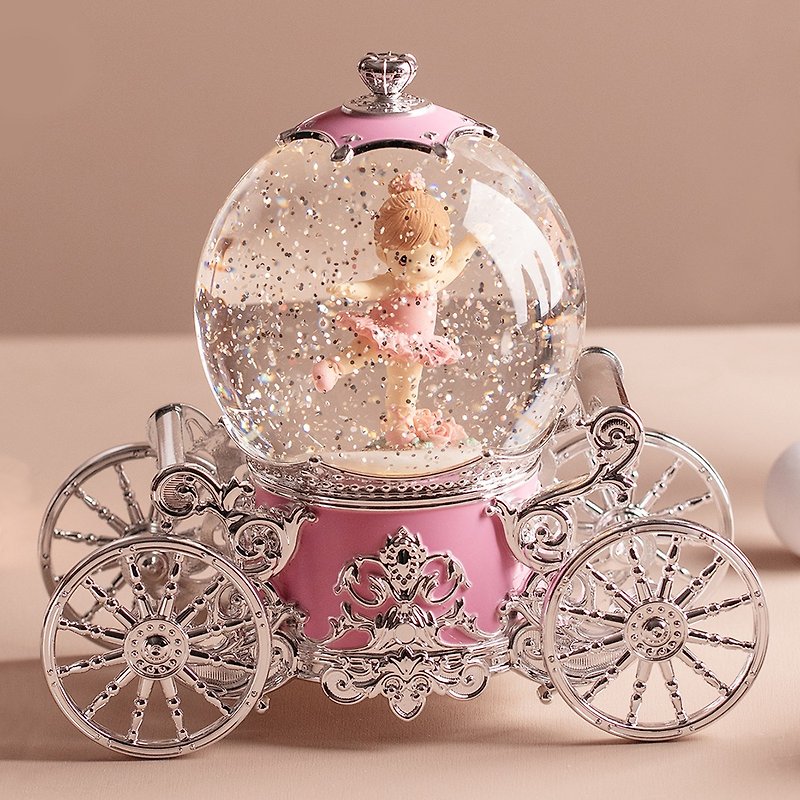 法國三寶貝-芭蕾舞女郎馬車水晶球音樂 情人 生日 居家 結婚 聖誕 - 裝飾/擺設  - 塑膠 粉紅色