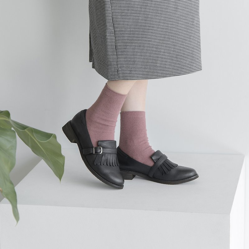 Tassel loafers_ black - Women's Oxford Shoes - Genuine Leather Black