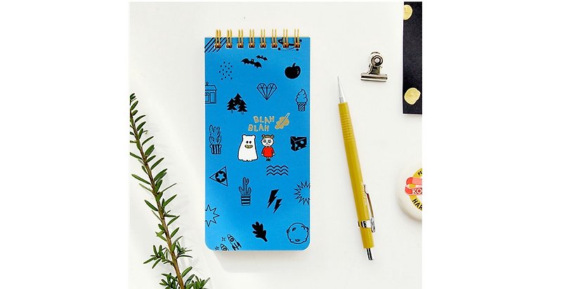 GMZ Golden Glitter Naughty Ghost Stripe Notebook S-Dark Blue, GMZ02407 - Notebooks & Journals - Paper Blue