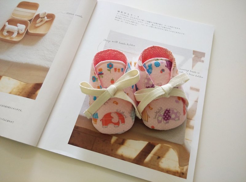 粉色大象彌月禮物 嬰兒鞋 寶寶鞋 11/12 - 滿月禮物 - 棉．麻 粉紅色