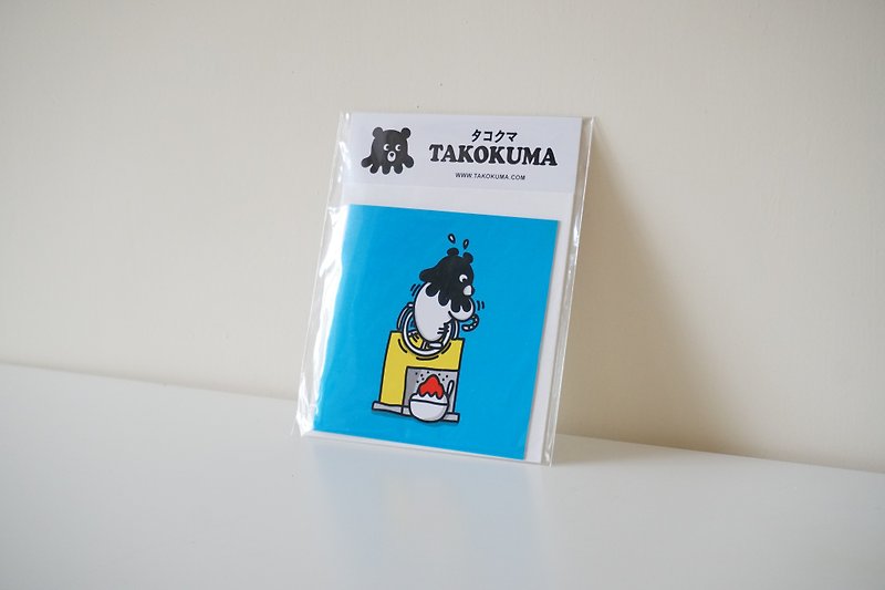 Octopus Bear Takokuma Square Small Card - Ice Skating Machine - Cards & Postcards - Paper Blue