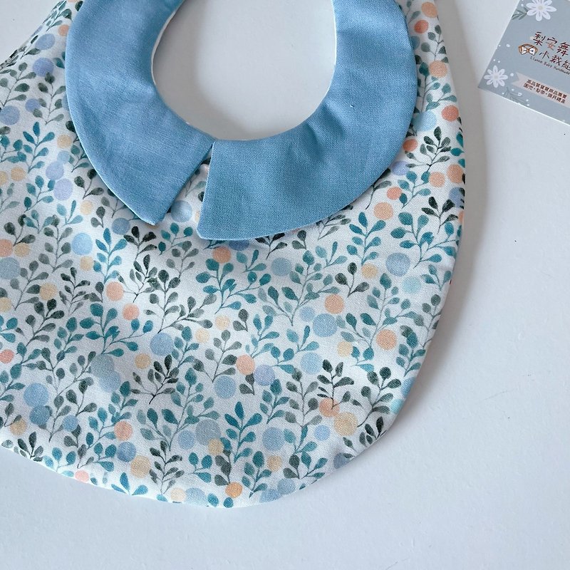 Sea blue grass handmade six-layer gauze British aristocratic collar bib bib baby gift - ผ้ากันเปื้อน - ผ้าฝ้าย/ผ้าลินิน 